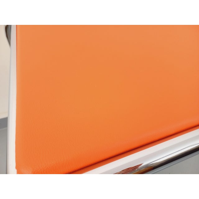 Vintage Desk in Orange Imitation Leather and Chrome, 1970s For Sale - Image 13 of 14