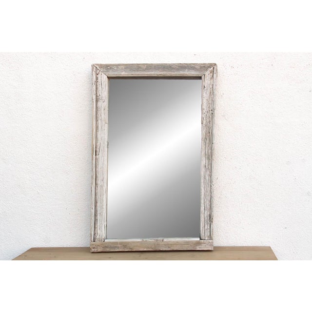 Rustic Antique Wabi Sabi Weathered Teak Mirror For Sale - Image 3 of 9
