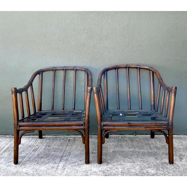 Wood Vintage McGuire Rattan Lounge Chairs - A Pair For Sale - Image 7 of 12