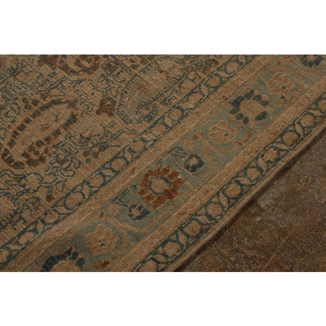 Hand-Knotted Antique Khorassan Persian Rug, Beige-Brown and Blue Paisley Pattern For Sale - Image 9 of 9