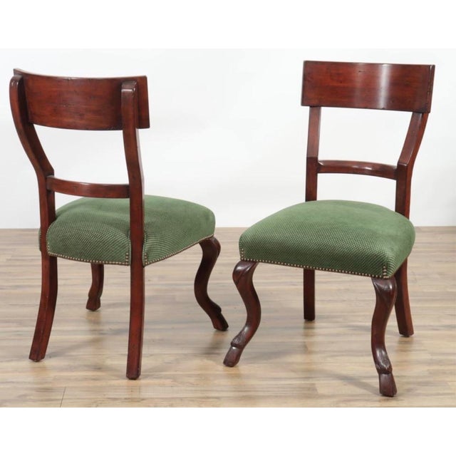 1930s 1930s 8 Regency Style English Mahogany Cloven Hoof Footed Dining Chairs For Sale - Image 5 of 10