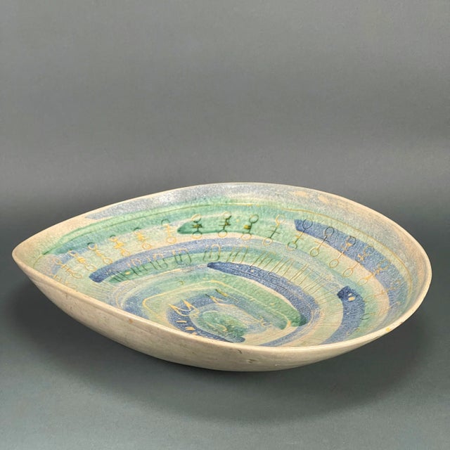 Vintage 50s Mid-Century Modern Crumrine Art Pottery Huge Ceramic Bowl For Sale - Image 9 of 13