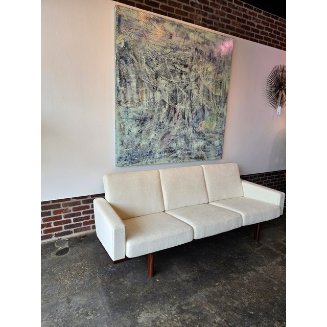 1950s Hans Wegner for Getama Teak Reupholstered Sofa MCM Vintage For Sale - Image 9 of 10