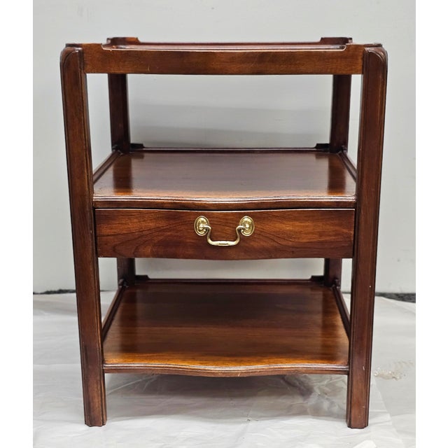 Traditional Late 20th Century Georgian Style Three Tier Single Drawer Side Table For Sale - Image 3 of 9