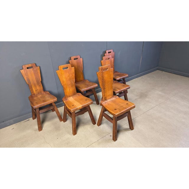 Vintage Oak Brutalist Chairs, 1970s, Set of 6 For Sale - Image 6 of 12