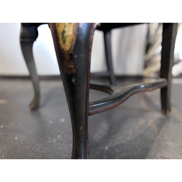 Antique Ebonized Regency Style Floral Painted Side Chair For Sale - Image 9 of 13