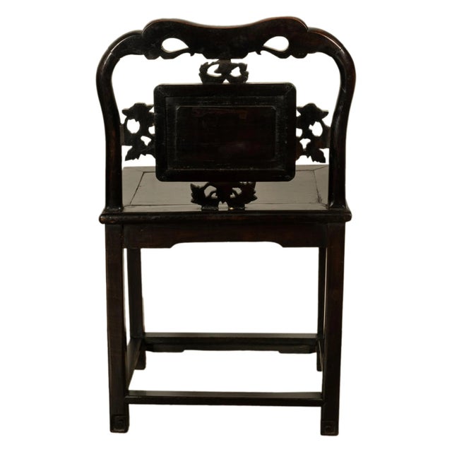 Antique Chinese 19th C Qing Dynasty Inlaid Dreamstone Mother of Pearl Chair 1850 For Sale In Portland, OR - Image 6 of 13