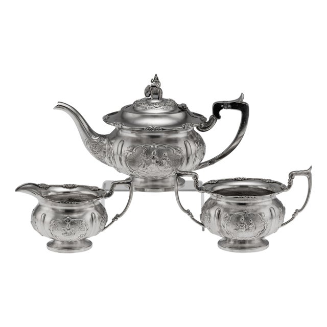Antique Indian Silver Tea Set from Bangalore, 1890, Set of 3 For Sale