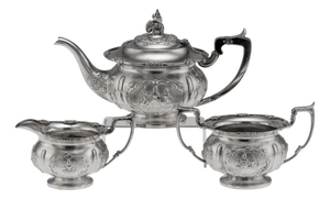 Antique Indian Silver Tea Set from Bangalore, 1890, Set of 3