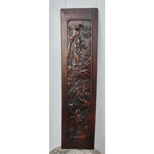 Late 19th Century Antique Unique Asian Carved Rosewood Double Sided Plaque For Sale - Image 5 of 14