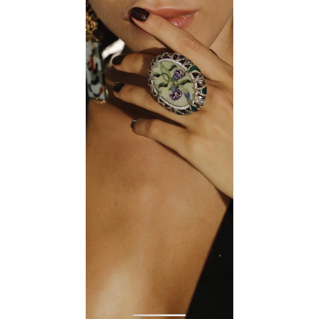 Bochic Exquisite and Bold Mosaic Flower Ring, Size 6.5 For Sale - Image 4 of 18