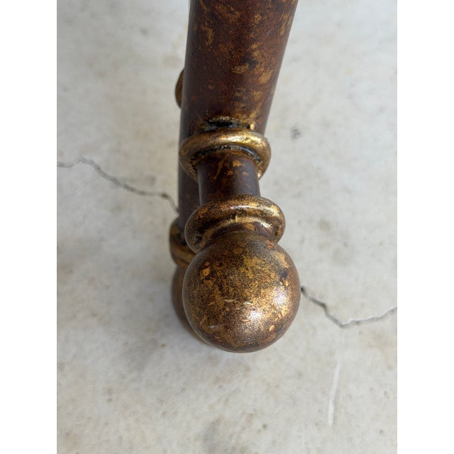 Vintage Hollywood Regency Gilt Metal Ball Finial Bench For Sale In Naples, FL - Image 6 of 12
