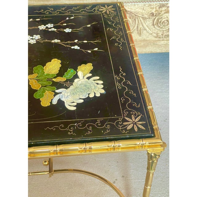 French Maison Bagues Bronze & Lacquer Coffee Table For Sale In West Palm - Image 6 of 16