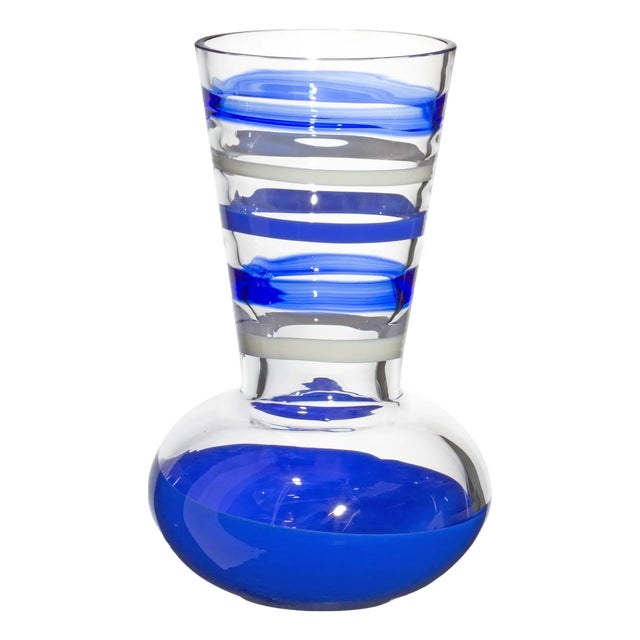 Carlo Moretti Troncosfera Vase in Lapis, Ivory and Blue For Sale