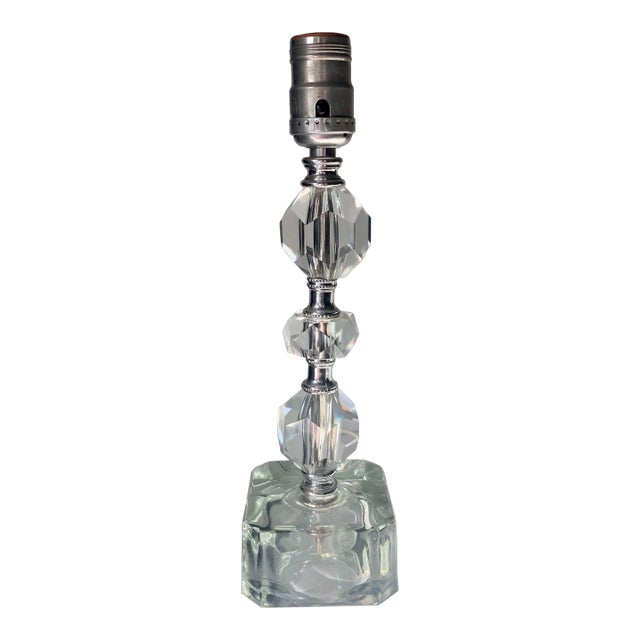 1970s Faceted Crystal Desk Lamp For Sale