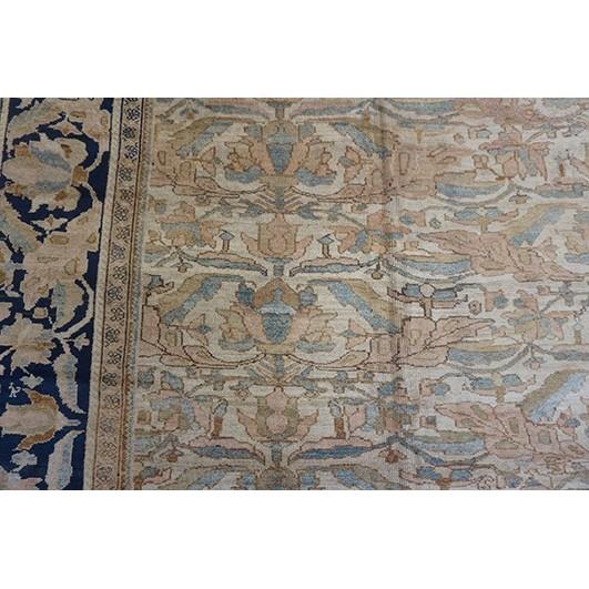 1880s Beige Field Traditional Floral Antique Knotted Wool Malayer Gallery Rug For Sale - Image 9 of 9