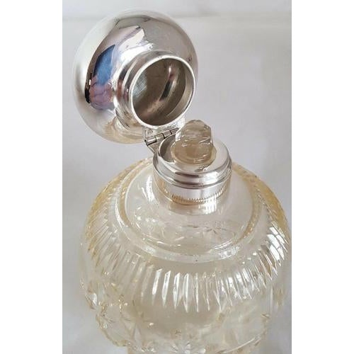 Antique George V Sterling Silver Crystal Cut Glass Scent Bottle, Birmingham, 1921 For Sale - Image 6 of 13
