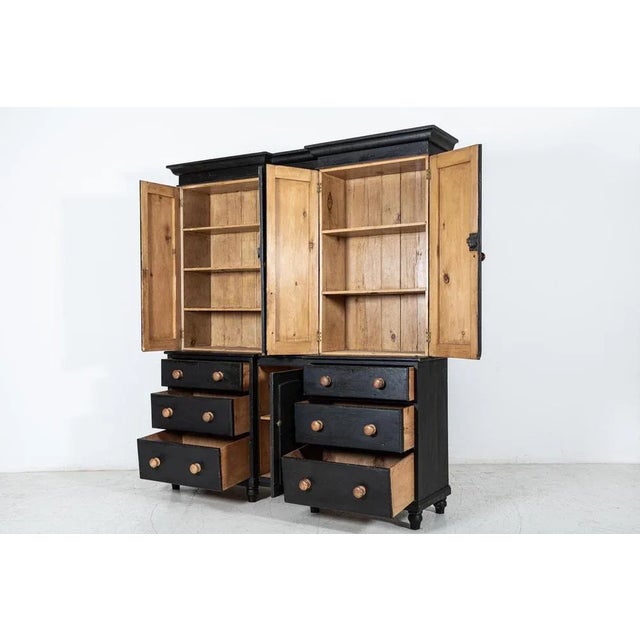 19th Century English Inverted Ebonised Breakfront Housekeeper's Cupboard For Sale - Image 4 of 13