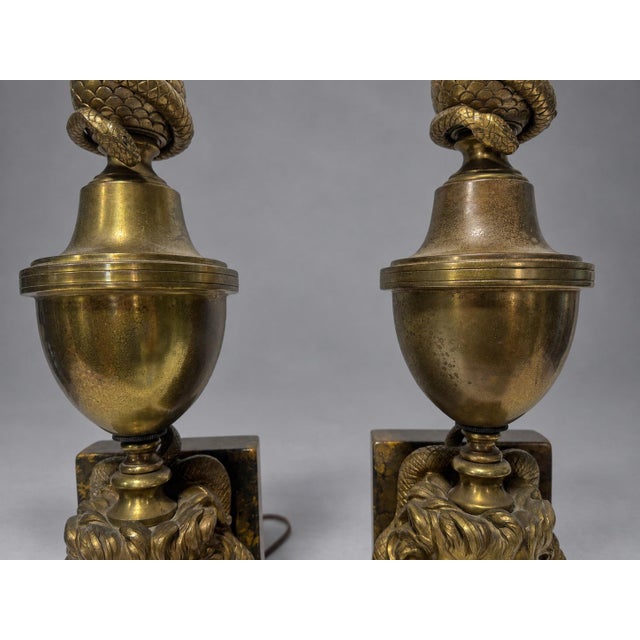 Pair of Continental Empire Revival Serpent and Lion-Mask Table Lamps, Circa 1920 For Sale - Image 9 of 10