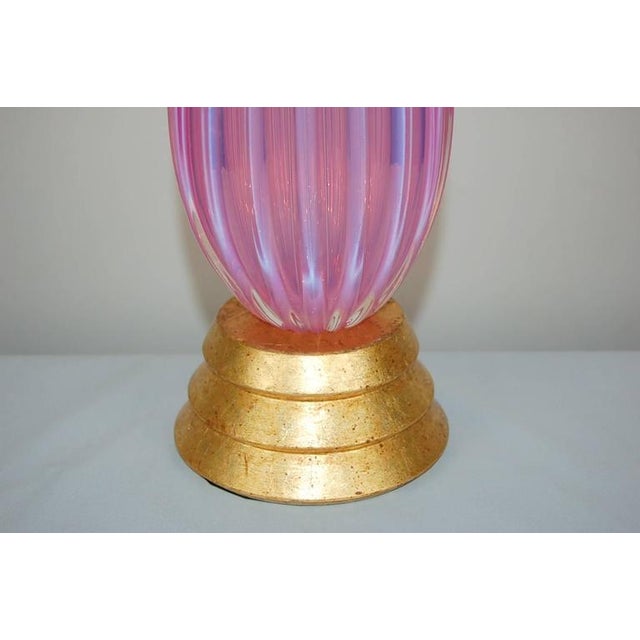 1960s Vintage Murano Pink Opaline Glass Lamp For Sale - Image 5 of 9