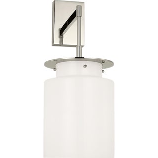 Ray Booth for Visual Comfort Signature Elias 23" Sconce in Polished Nickel with White Glass For Sale