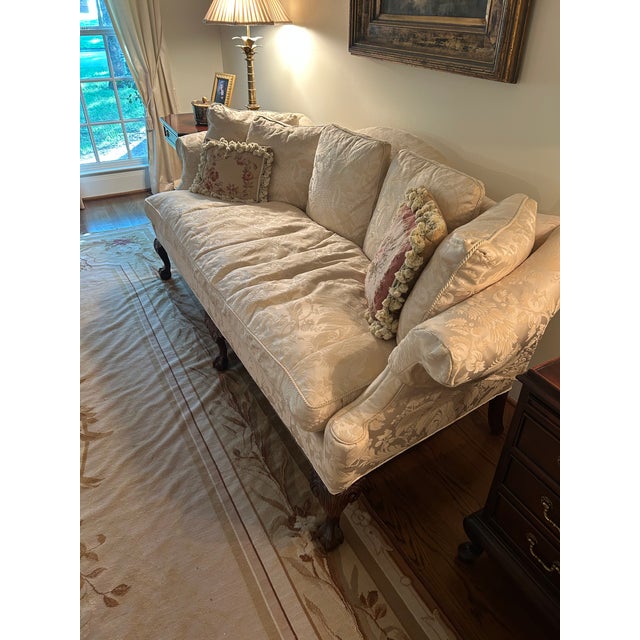 Hickory Chair James River claw foot sofa with custom off-white fabric. No stains, no spots, no nicks: rarely used. Like...