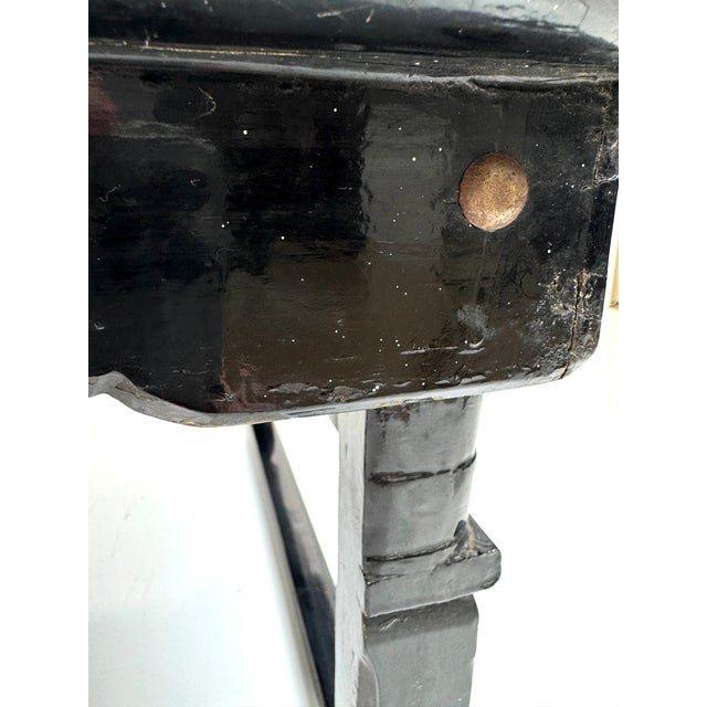 Vintage Chinese Black Lacquer Mother-of-Pearl Inlaid Low Kang Table For Sale - Image 12 of 14