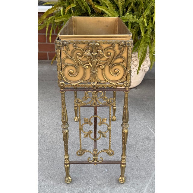 19th Century Antique Oscar Bach Gilt Bronze Claw Foot Jardiniere Planter For Sale - Image 5 of 6
