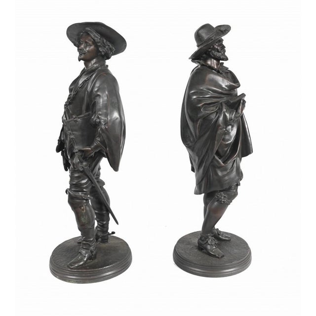 Metal Bronze Statues Rubens and Van Dyck by Jean Jules Salmson, Set of 2 For Sale - Image 7 of 13