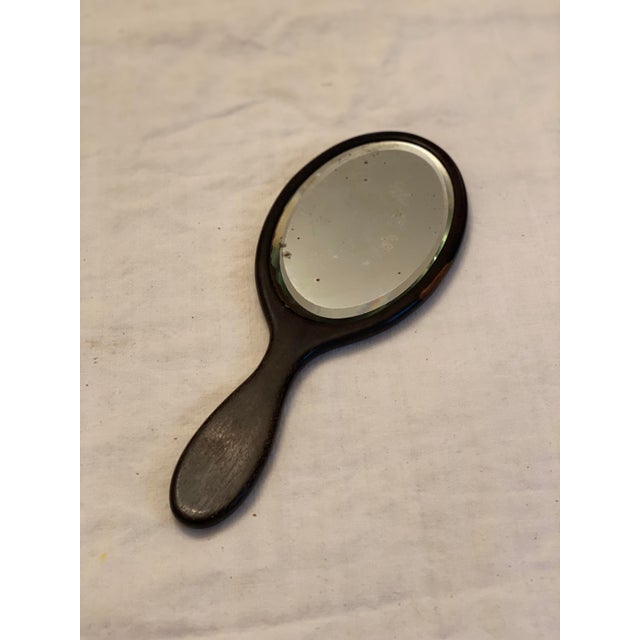 Early 20th Century Ebony Wood Oval Hand Held Vanity Mirror Chairish