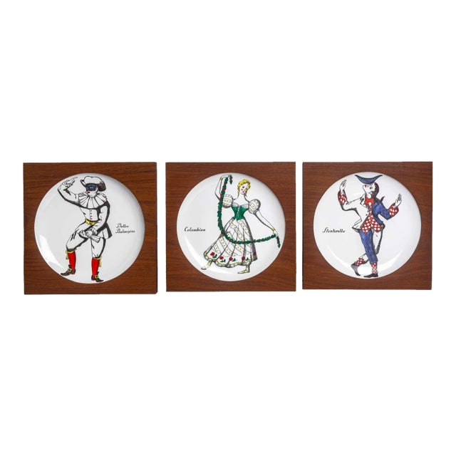 1950s Piero Fornasetti Maschere Italian Plates, Set of Three For Sale