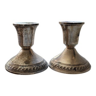 1940s Modern"Duchin" Sterling Silver Low Candlestick/Tapers'- a Pair For Sale
