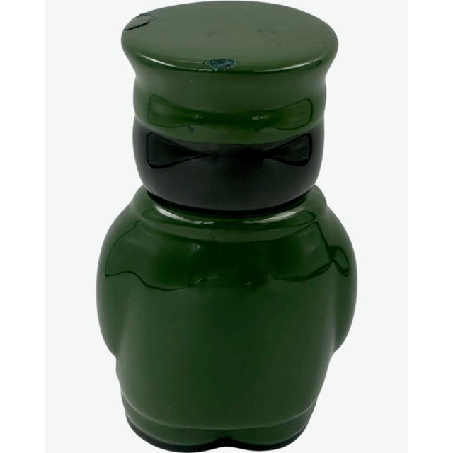 Late 20th Century Vintage Harrods London Doorman Green Bellhop Ceramic Canister For Sale - Image 5 of 10