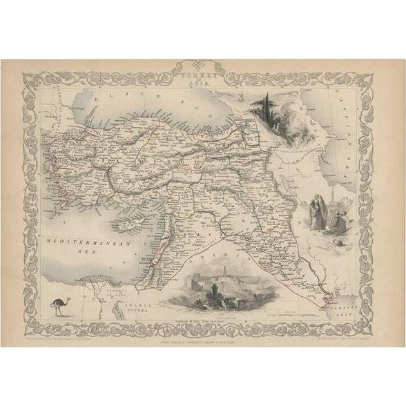 Antique Map of Turkey in Asia by J. Tallis, 1851 For Sale - Image 6 of 6
