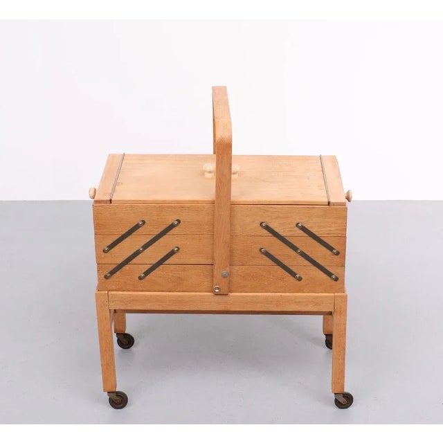 1950s Large Oak Sewing Box, Holland, 1950s For Sale - Image 5 of 8