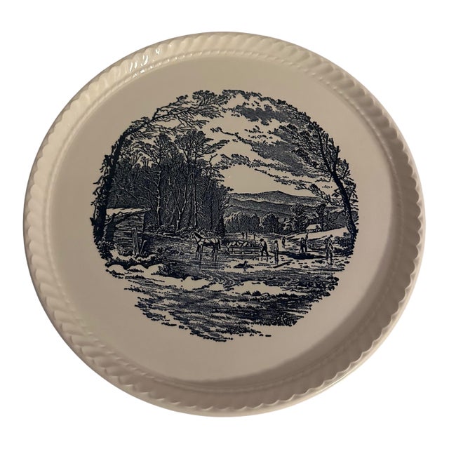 Vintage Ceramic Plate Titled 'Gathering Ice' by Royal China Company For Sale