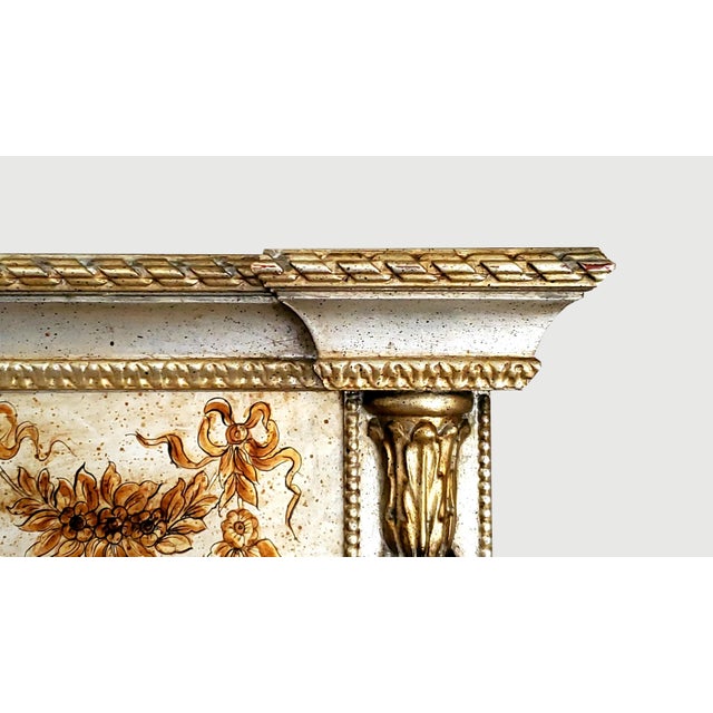 Platinum Neoclassical Silver & Gold Leaf Trumeau Wall Mirror by La Barge, Italy 1960s For Sale - Image 8 of 14