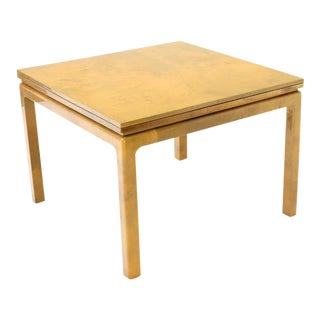 Lacqured Goat Skin Parchment Square Flip Top Dining Table For Sale