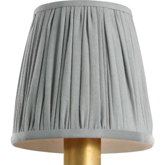 Traditional Visual Comfort Signature 4" Pleated Blue Linen Shade For Sale - Image 3 of 3