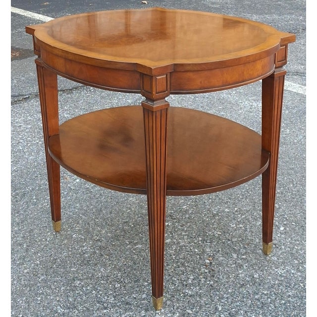 Traditional Late 20th Century Regency Style Banded Mahogany Two-Tier Side Table For Sale - Image 3 of 10