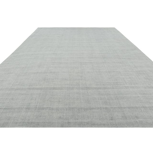 Rug & Kilim Rug & Kilim’s Oversized Textural Rug in Light Gray and Blue Tones & Striae -12x17 For Sale - Image 4 of 7