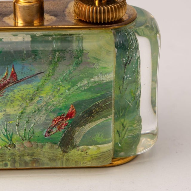 Vintage Tropical Aquarium Table Lighter from Dunhill, 1950 For Sale - Image 11 of 18