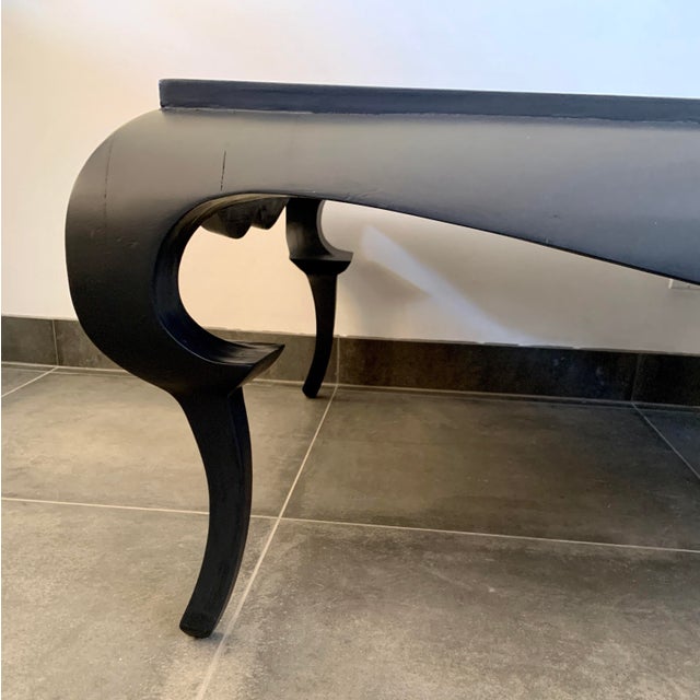 Mid 20th Century Vintage Midnight Black Chinoiserie Coffee Table For Sale - Image 5 of 6