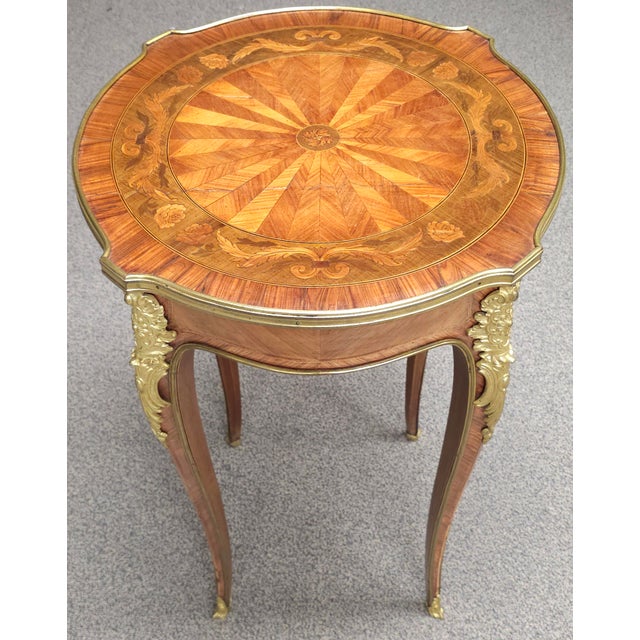 Bronze Haentges Freres Attributed Gilt-Bronze and Kingwood Tulipwood Inlaid Gueridon. Paris, Circa 1890s For Sale - Image 8 of 12