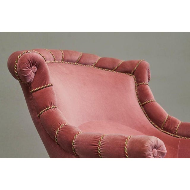 Late 19th Century Lounge Chair in Pink Velvet For Sale - Image 3 of 13