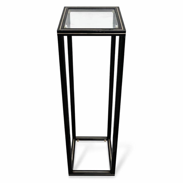Black Vintage French Glass and Black Metal Plant Stand or Pedestal by Pierre Vandel, 1980s For Sale - Image 8 of 8