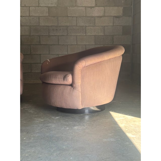 1990s 1990s Milo Baughman for Thayer Coggin Swivel and Tilt Chairs- Set of 2 For Sale - Image 5 of 8