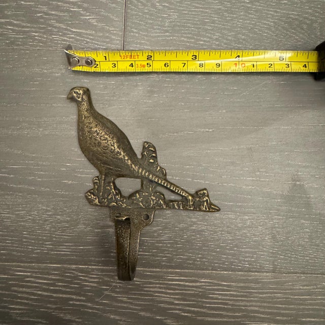 Antique Brass Wildlife Sporting Wall Hooks, Cabin Mudroom Architectural Hardware - Set of 5 For Sale - Image 12 of 16