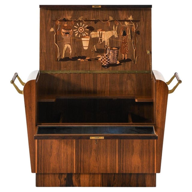 Bar Trolley in Brass and Rosewood from Erik Matsson, 1930s For Sale - Image 15 of 15