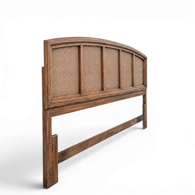 Coastal Vintage Thomasville Woven Rattan King Headboard For Sale - Image 3 of 17